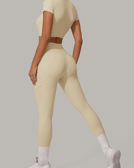 ZASUWA Female Sexy Round Collar Cropped Short Sleeves