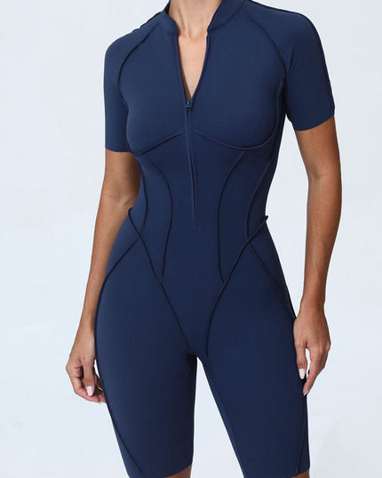 ZASUWA Female Sexy Zipper Booty Romper