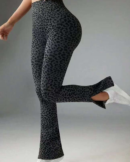 ZASUWA Female Leopard Print Flare Split Leggings