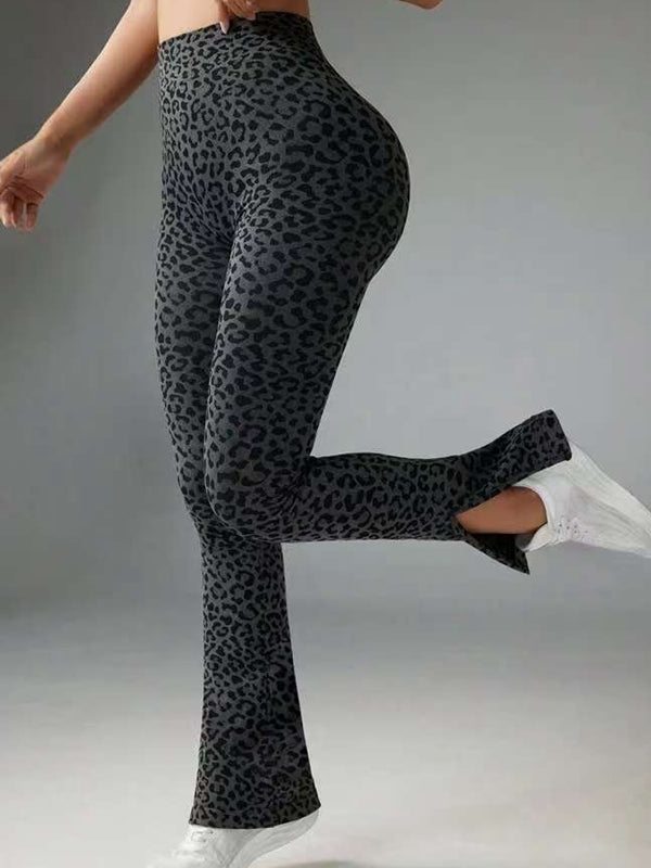 ZASUWA Female Leopard Print Flare Split Leggings