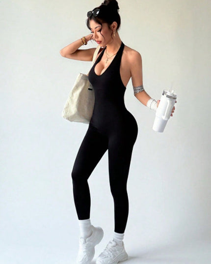ZASUWA Female Backless Halter Scrunch Bum Jumpsuit