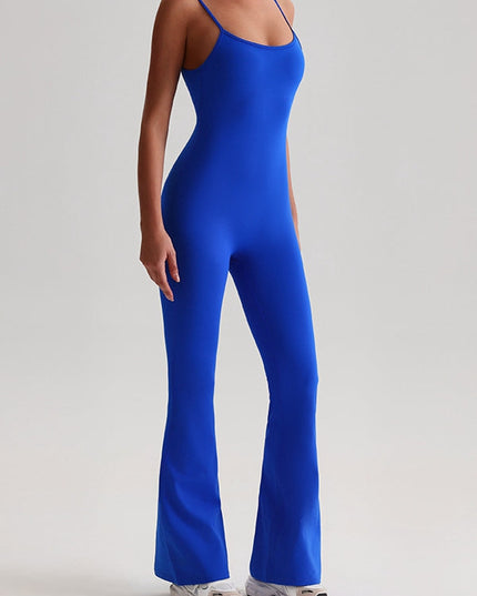 ZASUWA Female U Collar Backless Flare Jumpsuits