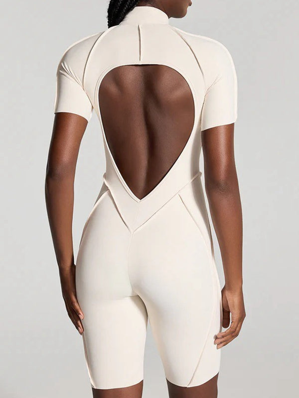 ZASUWA Female Sexy Backless Zipper Scrunch Bum Jumpsuit