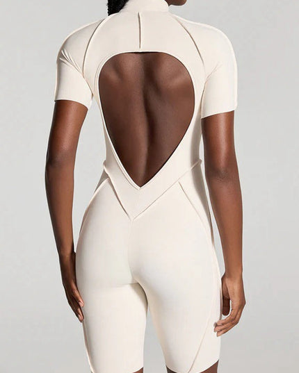 ZASUWA Female Sexy Backless Zipper Scrunch Bum Romper