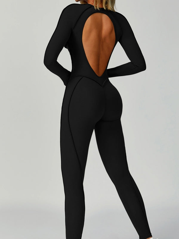 ZASUWA Female Heart Backless Long Sleeves Jumpsuit