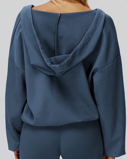 ZASUWA Feamle V Collar Fleece Hoodie