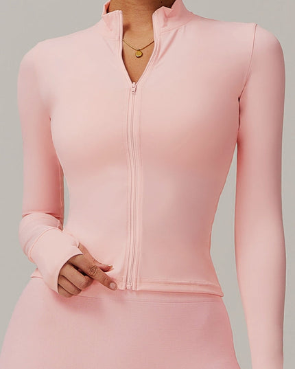 ZASUWA Female Solid Color Zipper Thumbhole Jacket