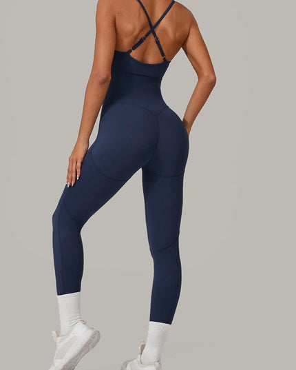 ZASUWA Female Sexy Cross Back Push-Up Jumpsuit