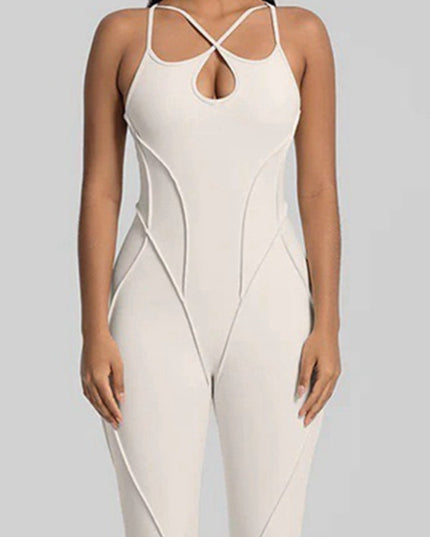 ZASUWA Female Sexy Cross Backless Stitch Performance Jumpsuit