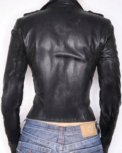 ZASUWA Female Faux Leather Zipper Jacket