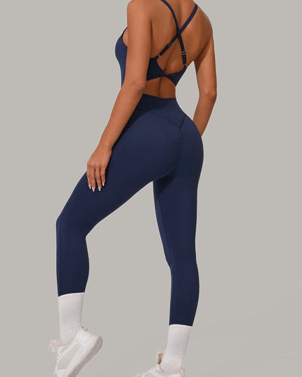 ZASUWA Female Sexy Cross Back U Collar Jumpsuit