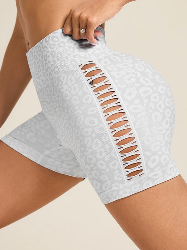 ZASUWA Female Leopard Print Hollow Out Hot Booty Shorts