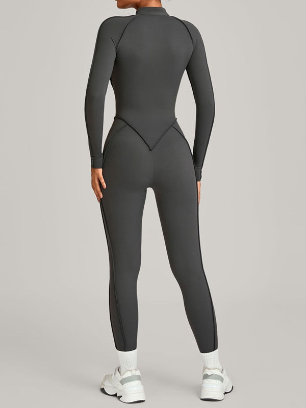 ZASUWA Female Sexy Zipper Stitch Performance Jumpsuit