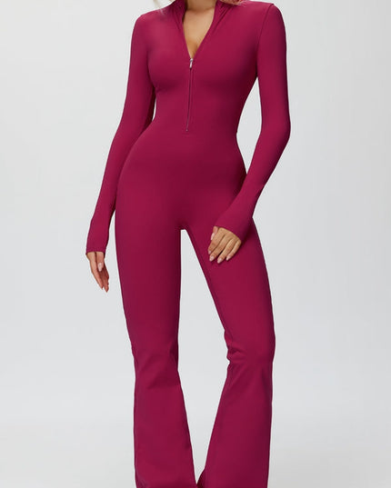 ZASUWA Female Fleece Zipper Flare Jumpsuit