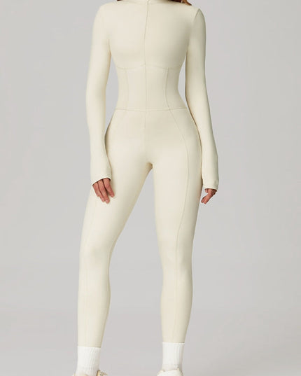 ZASUWA Female Sexy Zipper Corset Fleece Jumpsuit