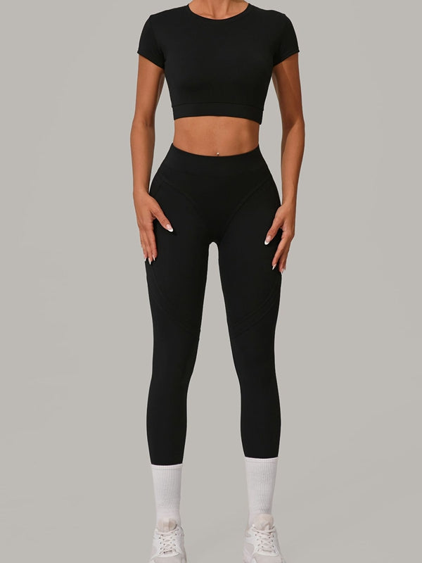 ZASUWA Female Sexy Round Collar Cropped Short Sleeves