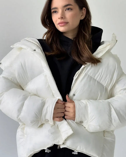 ZASUWA Female Pocket Zipper Warm With Hat Coat Jacket