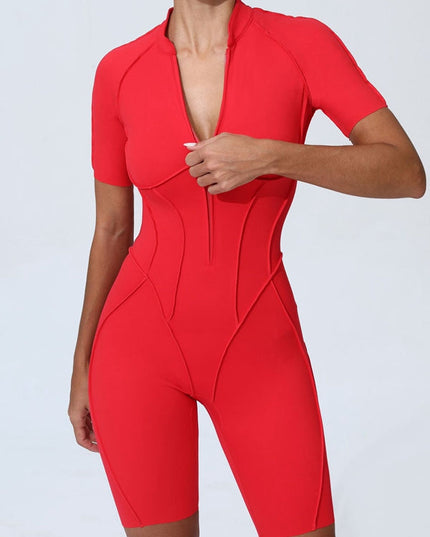 ZASUWA Female Sexy Zipper Booty Romper