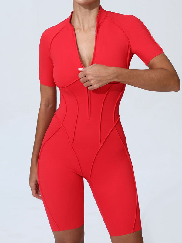 ZASUWA Female Sexy Zipper Booty Romper