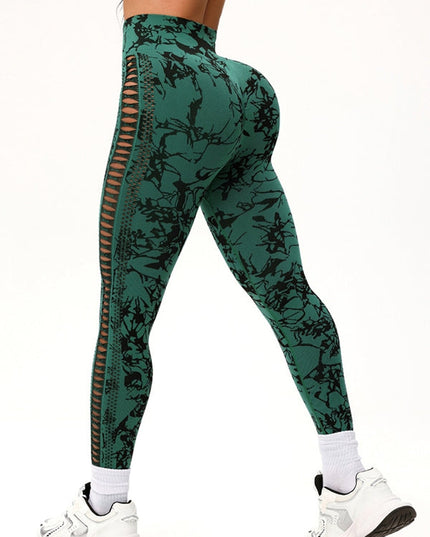 ZASUWA Female Hot Tie-dye Hollow Out Hot Booty Leggings