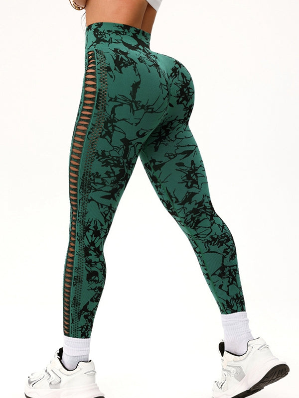 ZASUWA Female Hot Tie-dye Hollow Out Hot Booty Leggings