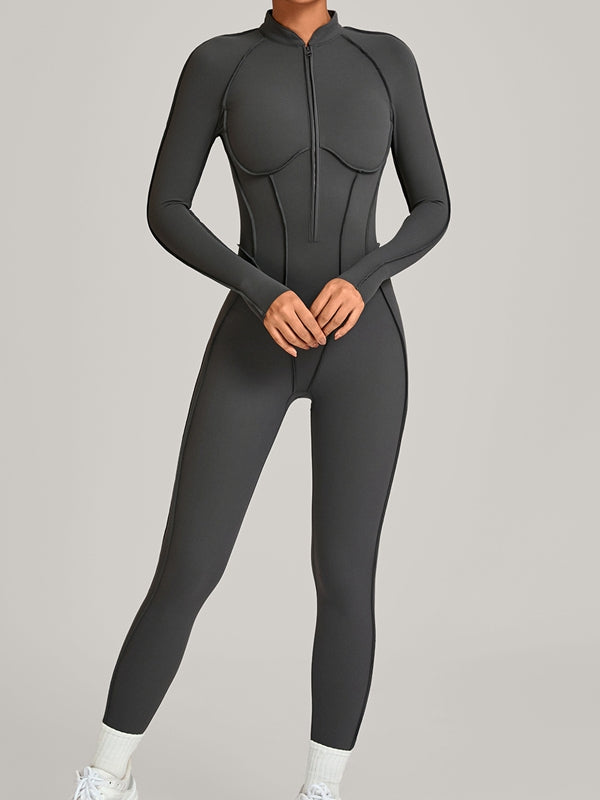 ZASUWA Female Sexy Zipper Stitch Performance Jumpsuit