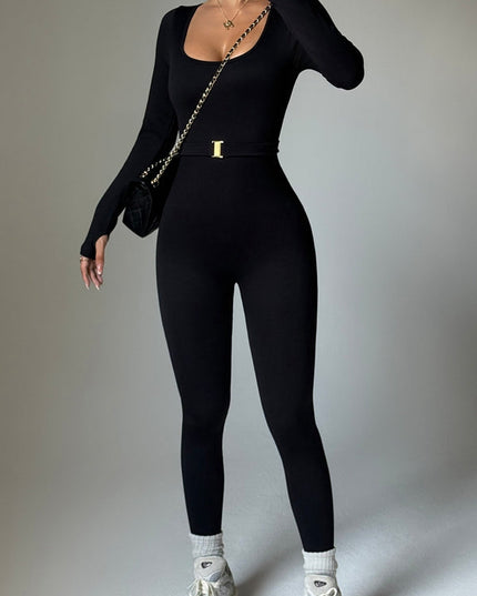 ZASUWA Female Ribbed U Collar Jumpsuit