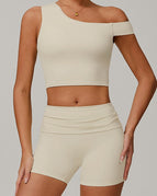 Beige / S / Tank+Shorts