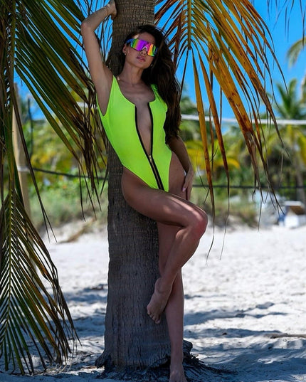 ❤ZASUWA Female Sexy Zipper Backless One Piece