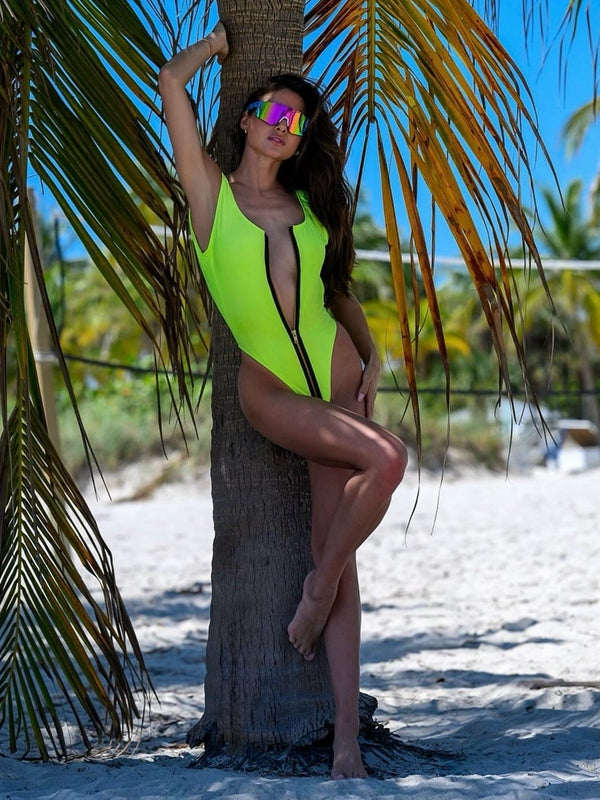 ❤ZASUWA Female Sexy Zipper Backless One Piece