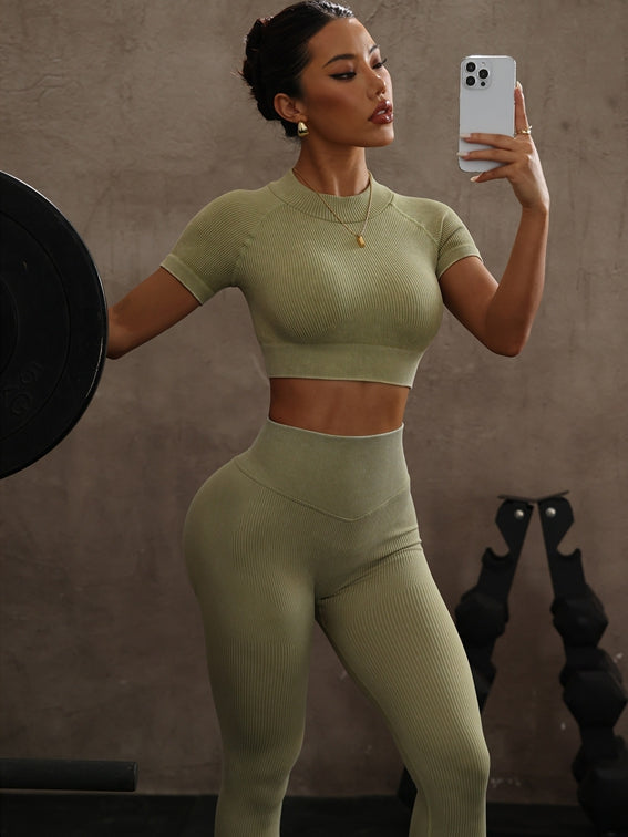 ZASUWA Female Ribbed Scrunch Bum High-waisted Tracksuit