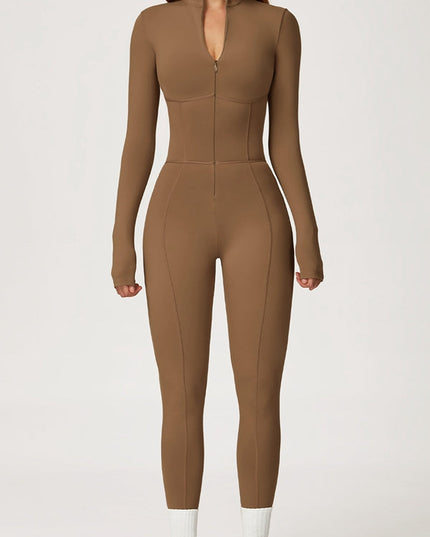 ZASUWA Female Sexy Zipper Corset Fleece Jumpsuit