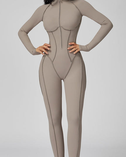 ZASUWA Female Sexy Zipper Stitch Performance Jumpsuit