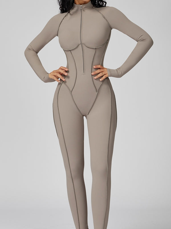 ZASUWA Female Sexy Zipper Stitch Performance Jumpsuit