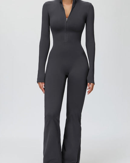 ZASUWA Female Fleece Zipper Flare Jumpsuit