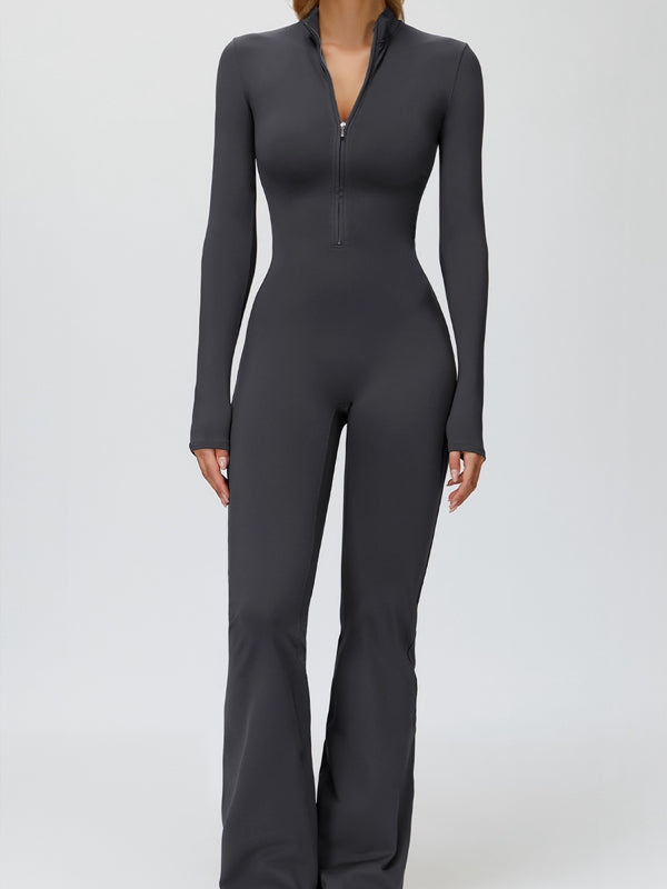 ZASUWA Female Fleece Zipper Flare Jumpsuit