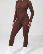 Saddle Brown / S / Long Sleeves Jumpsuit