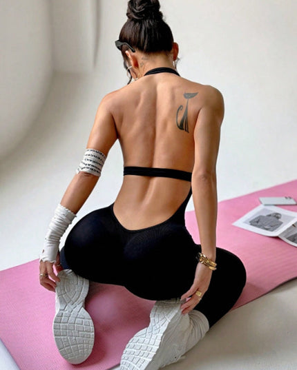 ZASUWA Female Backless Halter Scrunch Bum Jumpsuit