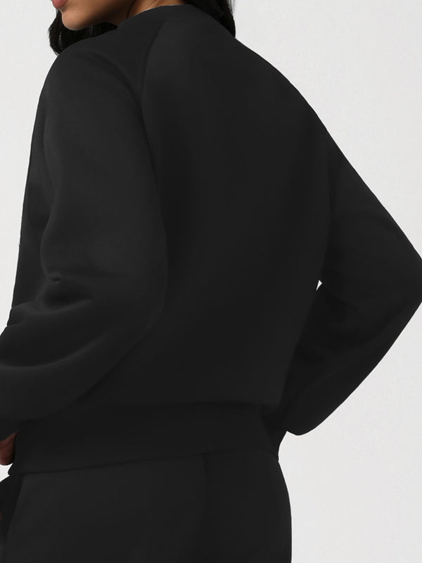 ZASUWA Feamle Letters Print  Fleece Hoodie