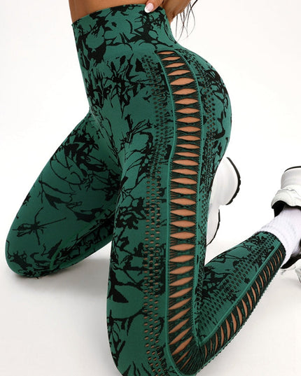 ZASUWA Female Hot Tie-dye Hollow Out Hot Booty Leggings