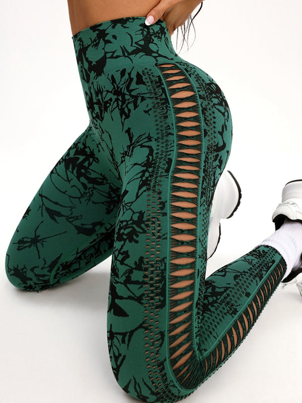 ZASUWA Female Hot Tie-dye Hollow Out Hot Booty Leggings