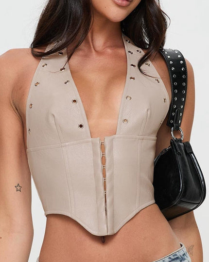 ZASUWA Female Faux Leather Corset Tank
