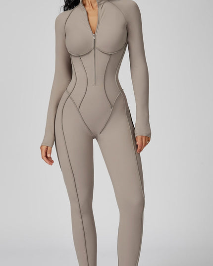 ZASUWA Female Sexy Zipper Stitch Performance Jumpsuit