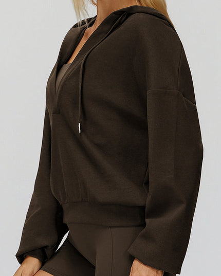 ZASUWA Feamle V Collar Fleece Hoodie