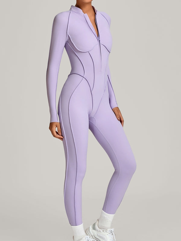 ZASUWA Female Sexy Zipper Stitch Performance Jumpsuit