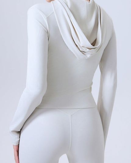 ZASUWA Female Faux Leather Zipper With Hat Jacket