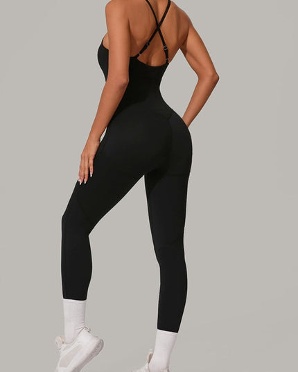 ZASUWA Female Sexy Cross Back Push-Up Jumpsuit