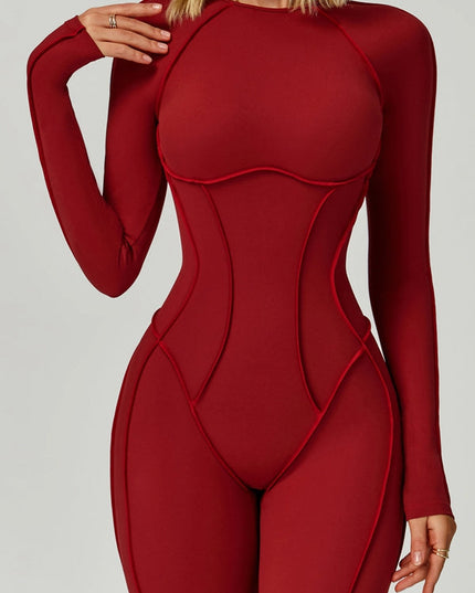 ZASUWA Female Heart Backless Long Sleeves Jumpsuit