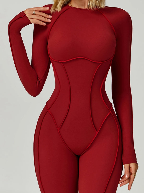 ZASUWA Female Heart Backless Long Sleeves Jumpsuit