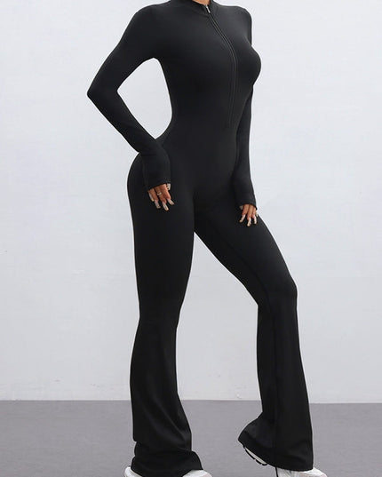 ZASUWA Female Sexy Zipper Flare Jumpsuit